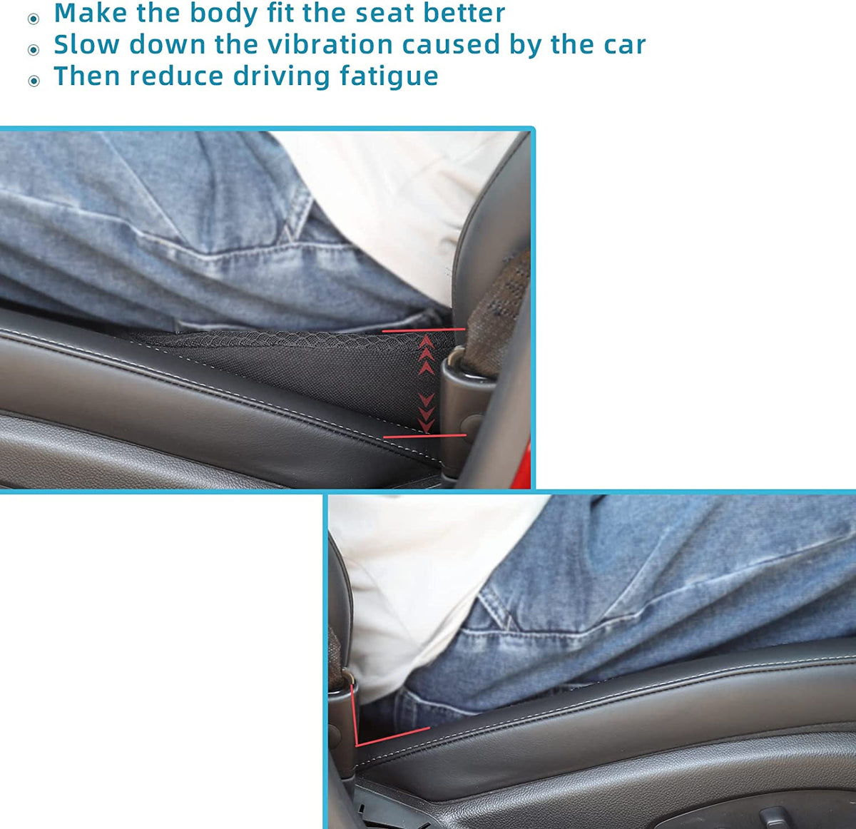 Ergonomic Driver Seat Lift Pad with Memory Foam | Extra Height for Better Visibility & Back Support | Anti-Slip Bottom | Breathable