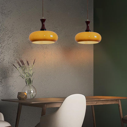 Handcrafted Timber & Glass Ceiling Fixture 12-Inch Suspended Lighting Ideal for Kitchens Dining Areas Bedrooms E26 Socket Rustic Farmhouse M