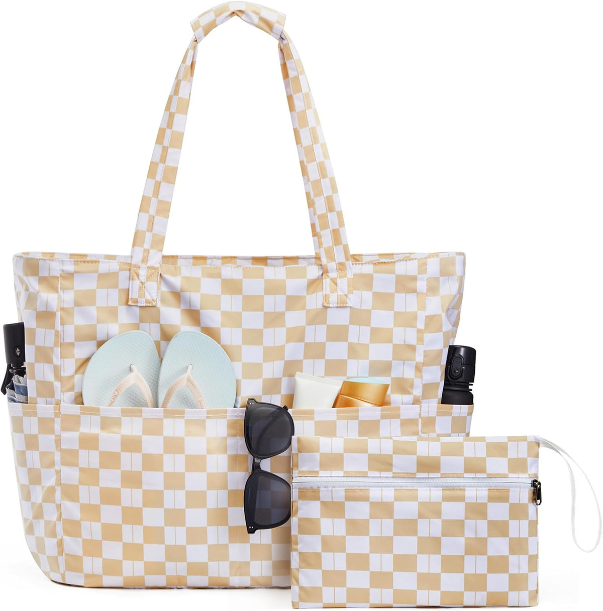 Beach Bag Waterproof and Sandproof, Foldable Beach Tote Bag with Wet Compartment, Extra Large Beach Bag for Travel