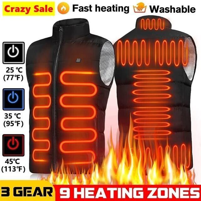 Electric Heated Vest with USB Warming Zones for Men & Women Winter Body Heat Therapy Jacket Soft Shell Thermal Waistcoat with Temperature