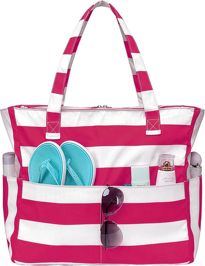 Coastal Escape | Extra Large Waterproof Beach Tote Bag with Wet Compartment | Stylish Carry-On for Weekend Getaways
