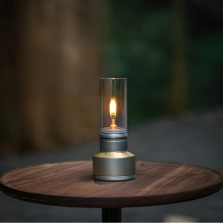 Butane Gas Lantern Aluminum Portable Outdoor Light Camping Hiking Backpacking Adjustable Flame Manual Ignition Vintage Design Travel Gear Em