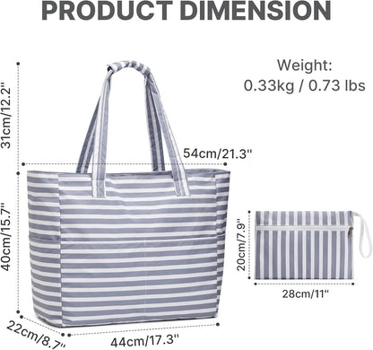 Ultimate Beach Tote Bag | Waterproof & Sandproof Large Bag with Zipper | Foldable Design for Easy Travel and Storage