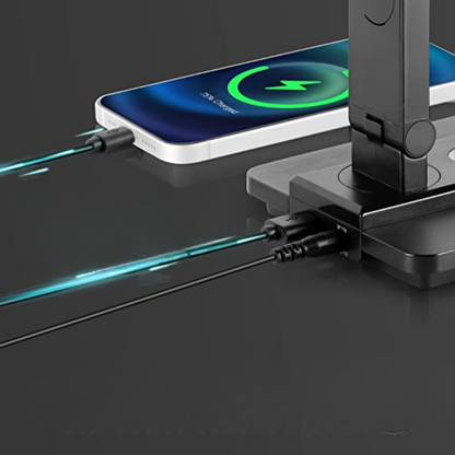 LED Desk Lamp with Wireless Charging Pad and USB Port for Home Office Workspace Task Lighting