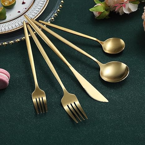 Stainless Steel Flatware Set – Matte Finish 5-Piece Place Settings for Everyday & Formal Dining