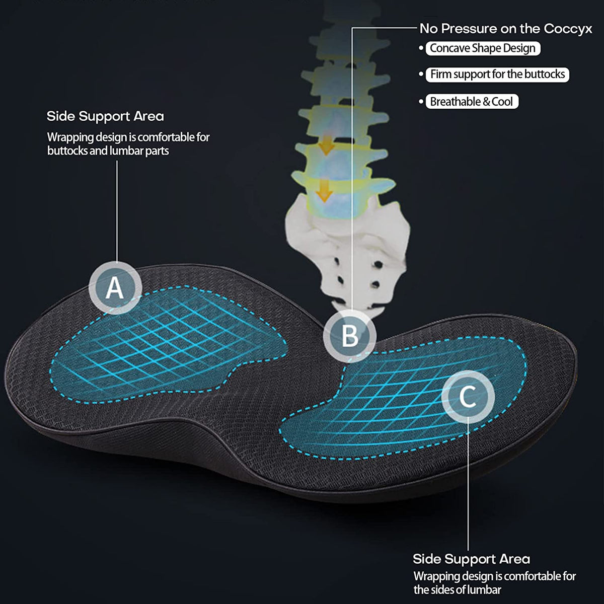 Ergonomic Driver Seat Lift Pad with Memory Foam | Extra Height for Better Visibility & Back Support | Anti-Slip Bottom | Breathable