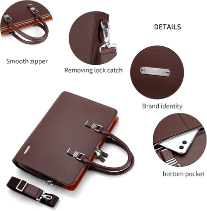 Executive Leather Laptop Bag 15.6-Inch for Work Travel School Office Business Men Women Professionals