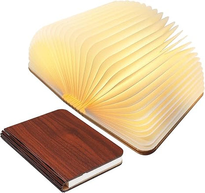 Rechargeable LED Book Light – Wooden Folding Accent Lamp for Reading Nook, Bedroom Nightstand & Home Decor