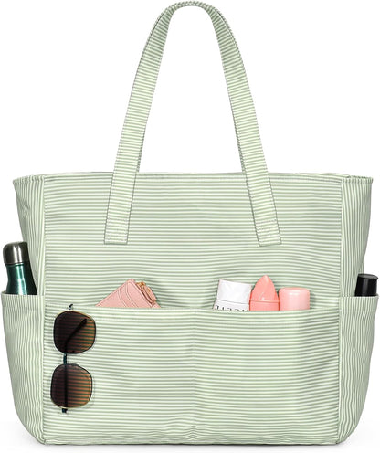 Ortekor Large Waterproof Beach Tote Bag with Zipper | Sandproof Design for Travel & Vacation Essentials
