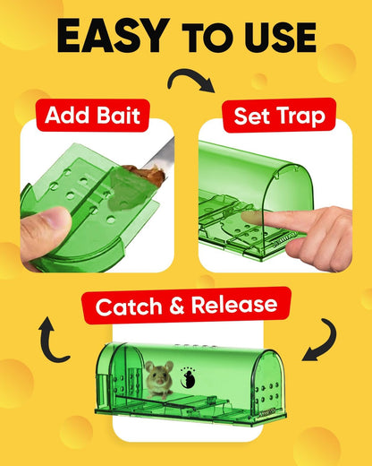 Live Capture Rodent Control System – Reusable Humane Pest Management Kit with Transparent Chambers, Ventilation & Quick-Release Doors for