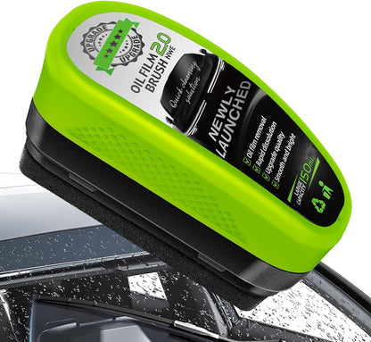 Windshield Cleaner Brush with Water-Repelling Coating for Streak-Free Glass, Mirrors & Windows - Removes Greasy Haze, Road Grime & Fog Fast