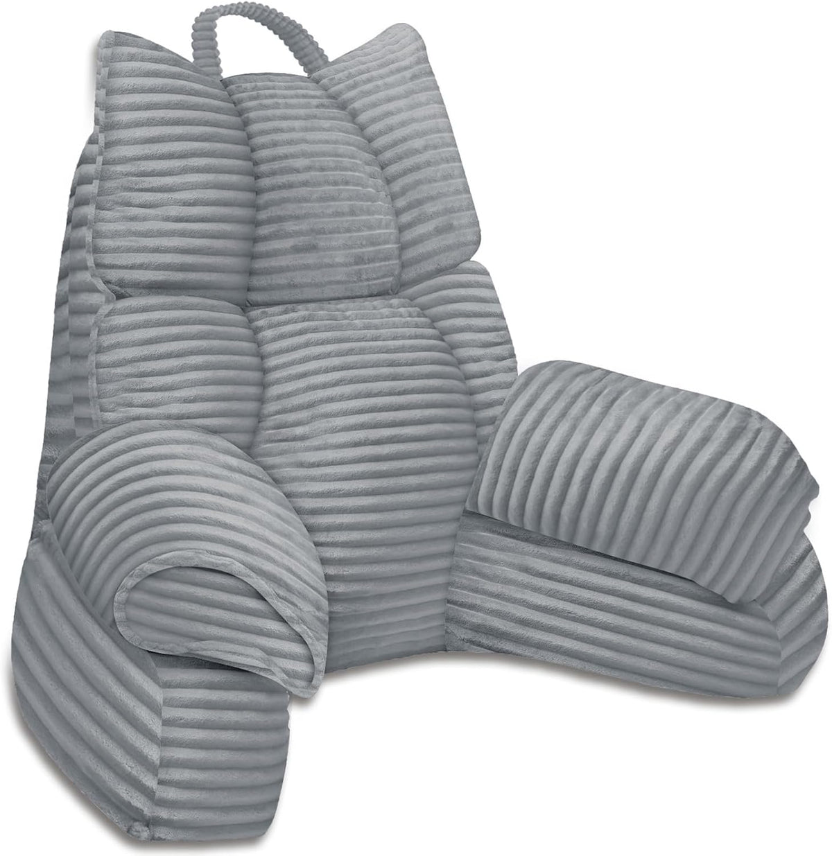 Backrest Pillow with Armrests and Shredded Memory Foam for Reading, Gaming, and TV – Structured Lounge Support for Bed