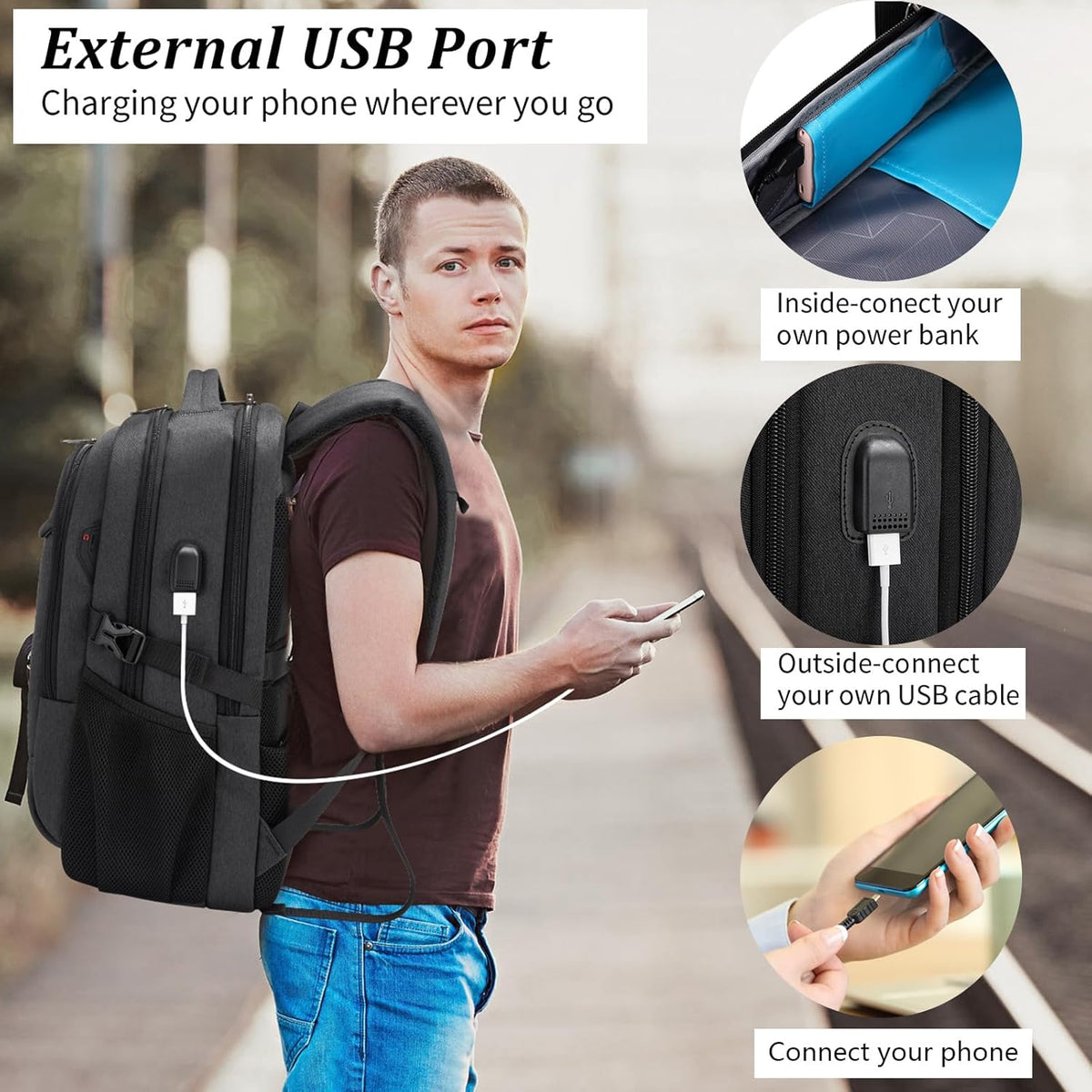 Tech-Ready Laptop Backpack with Charging Port, Anti-Theft Pocket & Multi-Day Compartments for Commute & Travel