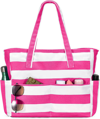 Ortekor Large Waterproof Beach Tote Bag with Zipper | Sandproof Design for Travel & Vacation Essentials