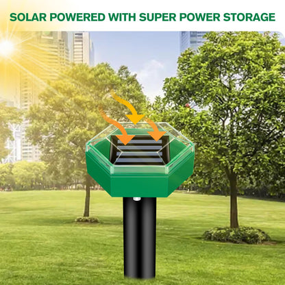 Solar Ultrasonic Mole Repellent Stakes for Lawn & Garden Protection – Outdoor Animal Deterrent Set of 4 for Gophers, Voles, Snakes &