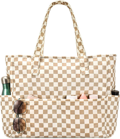 Ortekor Large Waterproof Beach Tote Bag with Zipper | Sandproof Design for Travel & Vacation Essentials