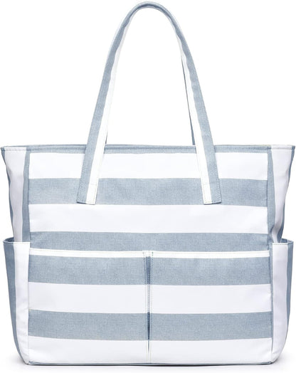 Ortekor Large Waterproof Beach Tote Bag with Zipper | Sandproof Design for Travel & Vacation Essentials