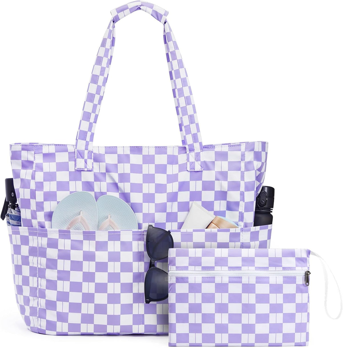 Beach Bag Waterproof and Sandproof, Foldable Beach Tote Bag with Wet Compartment, Extra Large Beach Bag for Travel