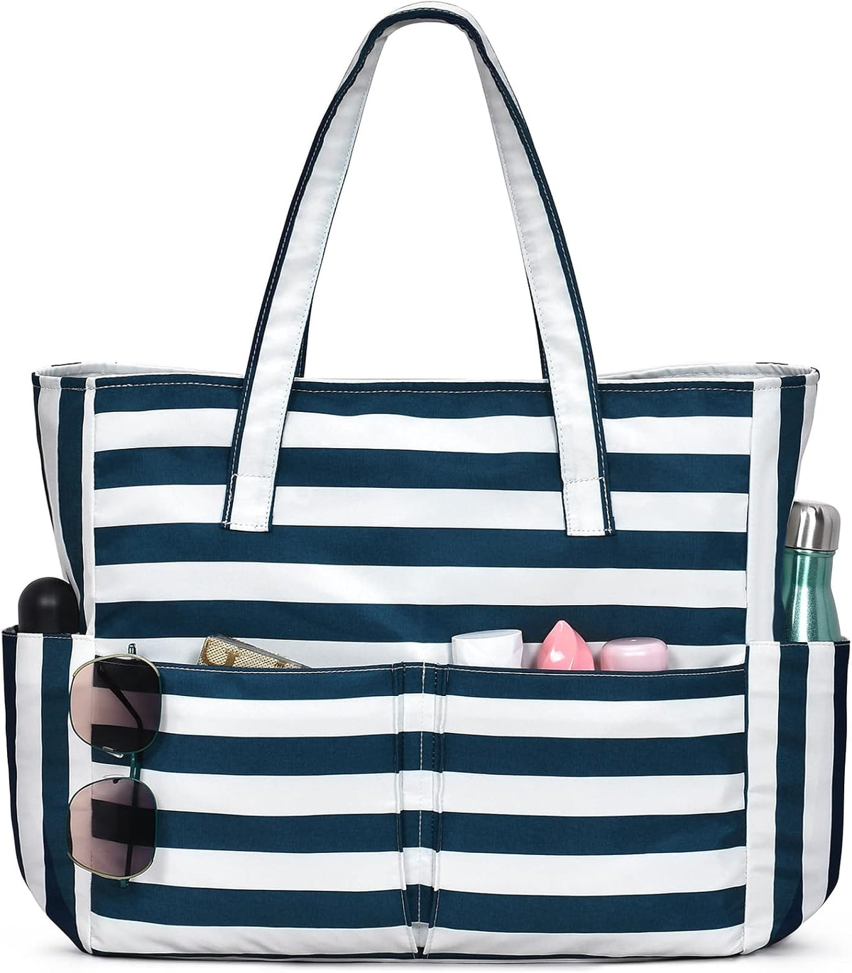 Ortekor Large Waterproof Beach Tote Bag with Zipper | Sandproof Design for Travel & Vacation Essentials