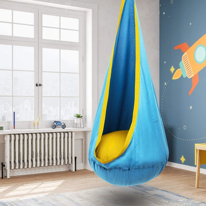 Hanging Pod Chair for Kids and Adults – Cozy Fabric Swing Seat for Indoor and Outdoor Relaxation, Reading Nook
