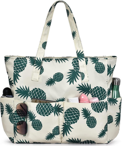 Ortekor Large Waterproof Beach Tote Bag with Zipper | Sandproof Design for Travel & Vacation Essentials