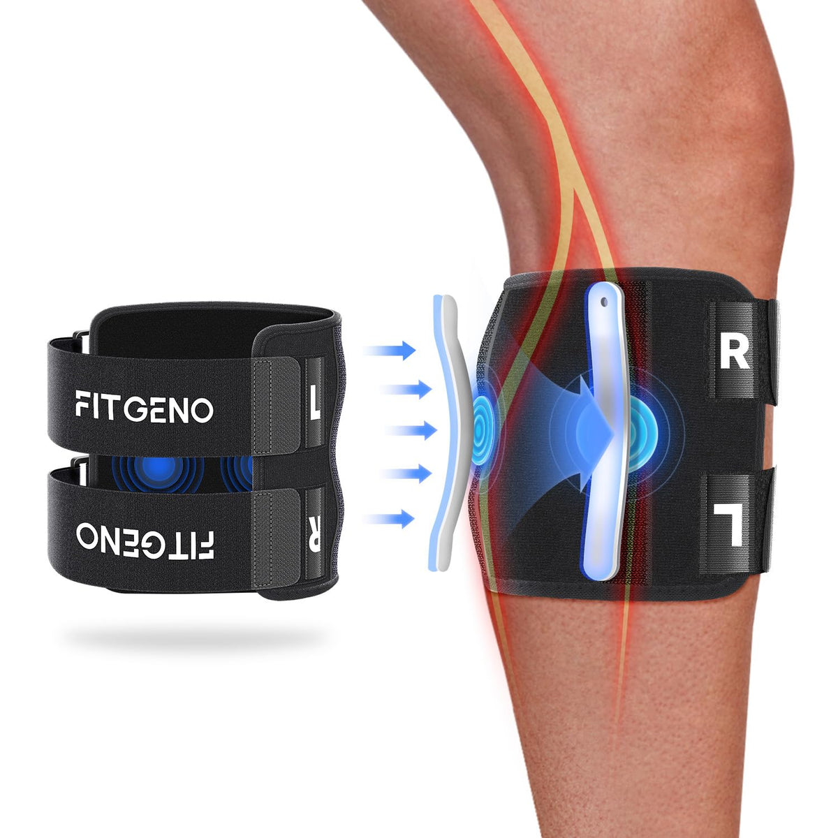 Adjustable Knee Support Wrap with Targeted Compression Pads for Sciatic Nerve Relief & Lower Back Pain