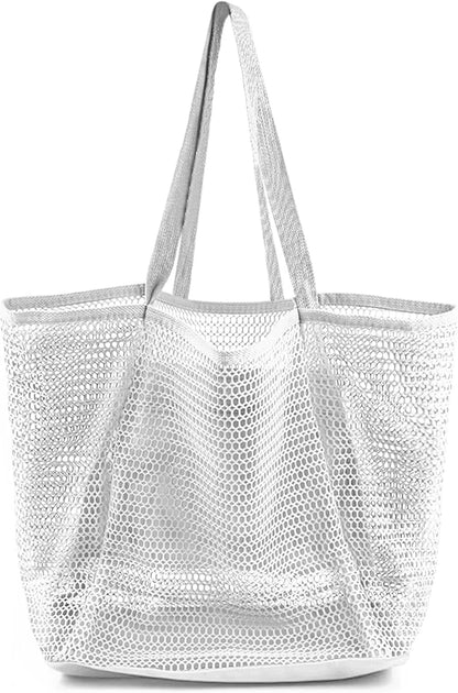Summer Vibes | Mesh Beach Tote Bag with Large Inner Pocket | Sandproof Design for Effortless Travel