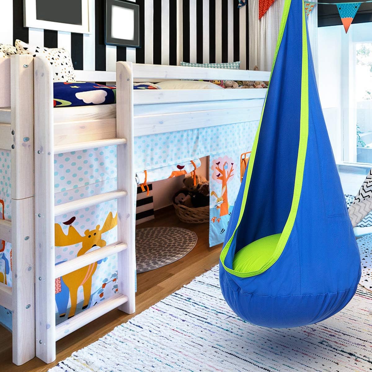 Hanging Pod Chair for Kids and Adults – Cozy Fabric Swing Seat for Indoor and Outdoor Relaxation, Reading Nook