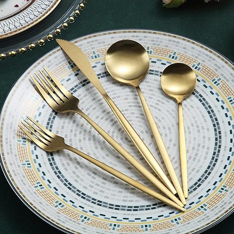 Stainless Steel Flatware Set – Matte Finish 5-Piece Place Settings for Everyday & Formal Dining