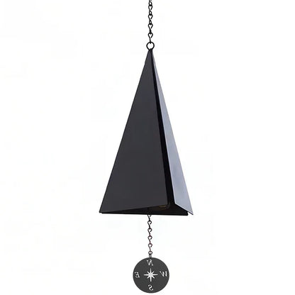 Triangular Steel Garden Bell with Compass Wind Catcher 20-Inch Hanging Chime for Patio Porch Deck Yard Outdoor Décor