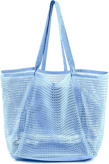 Summer Vibes | Mesh Beach Tote Bag with Large Inner Pocket | Sandproof Design for Effortless Travel