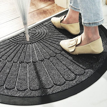 Half-Round Rubber Doormat with Anti-Skid Backing for Front Door, Patio & Mudroom Entrance