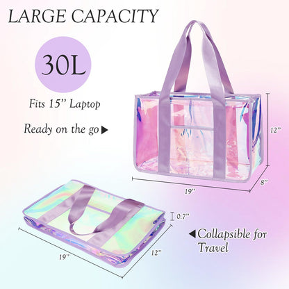 Ortekor Beach Tote Bag | Waterproof Sandproof Jelly Beach Bag with Zipper | Stylish & Spacious for Pool and Cruise Essentials
