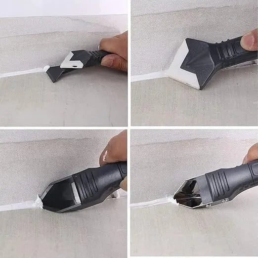 Silicone Caulk Finishing Tool Kit 3-in-1 Scraper Smoother Remover for Bathroom Kitchen Tile Grout Sealing Corner Edge Cleanup Home Repair