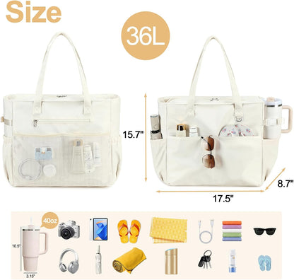Coastal Escape | Extra Large Waterproof Beach Tote Bag with Wet Compartment | Stylish Carry-On for Weekend Getaways