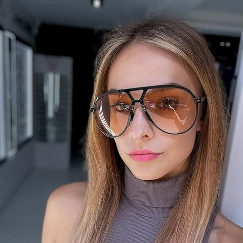 Aviator Sunglasses for Men and Women, Square Oversized Sunglasses with UV400 Protection, Retro Aviator Glasses