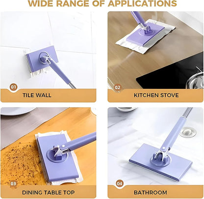 Hands-Free Flat Mop System with Swivel Head & Wall Mount for Hardwood, Tile & Laminate Floors | Easy-Release Pad Changer
