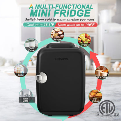 Mini Fridge with Cooling and Warming, Small Refrigerator for Skincare, Portable Mini Fridge for Dorm Room and Car