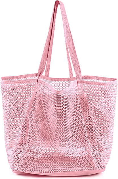 Summer Vibes | Mesh Beach Tote Bag with Large Inner Pocket | Sandproof Design for Effortless Travel