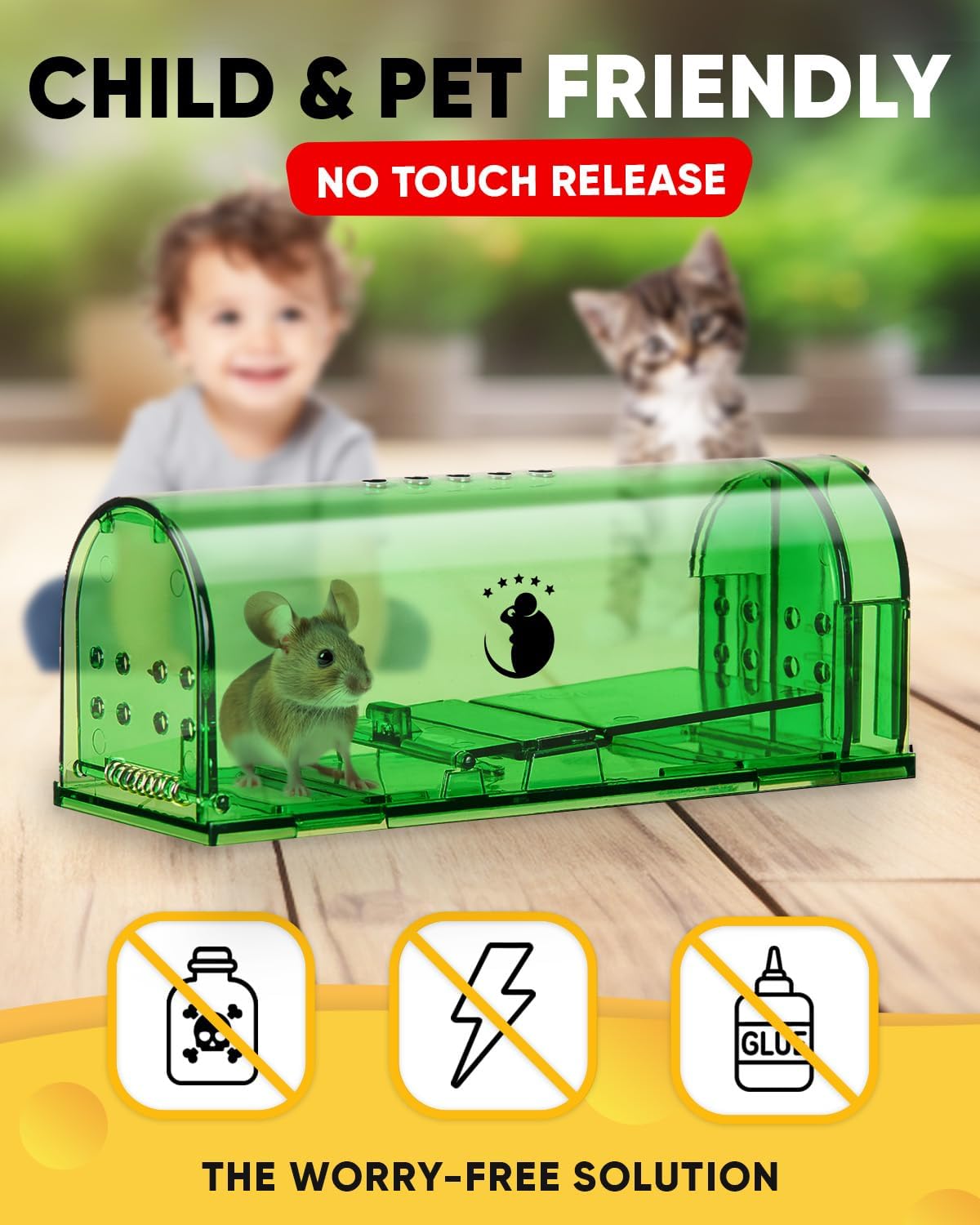 Live Capture Rodent Control System – Reusable Humane Pest Management Kit with Transparent Chambers, Ventilation & Quick-Release Doors for