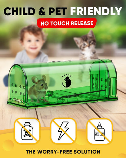 Live Capture Rodent Control System – Reusable Humane Pest Management Kit with Transparent Chambers, Ventilation & Quick-Release Doors for