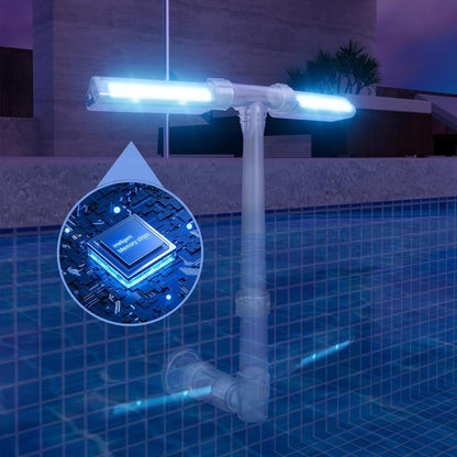 Solar-Powered RGB Fountain for Pool – Evening Light Display