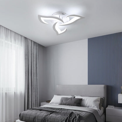 LED Flush Mount Light Fixture with Floral Layered Design for Bedroom, Entryway & Living Spaces | 22 in Black Metal Modern Low Profile Ambien