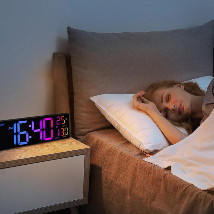 Stylish RGB Wall Clock with Large LED Display & Remote Control | Multi-Color Modes for Ambiance