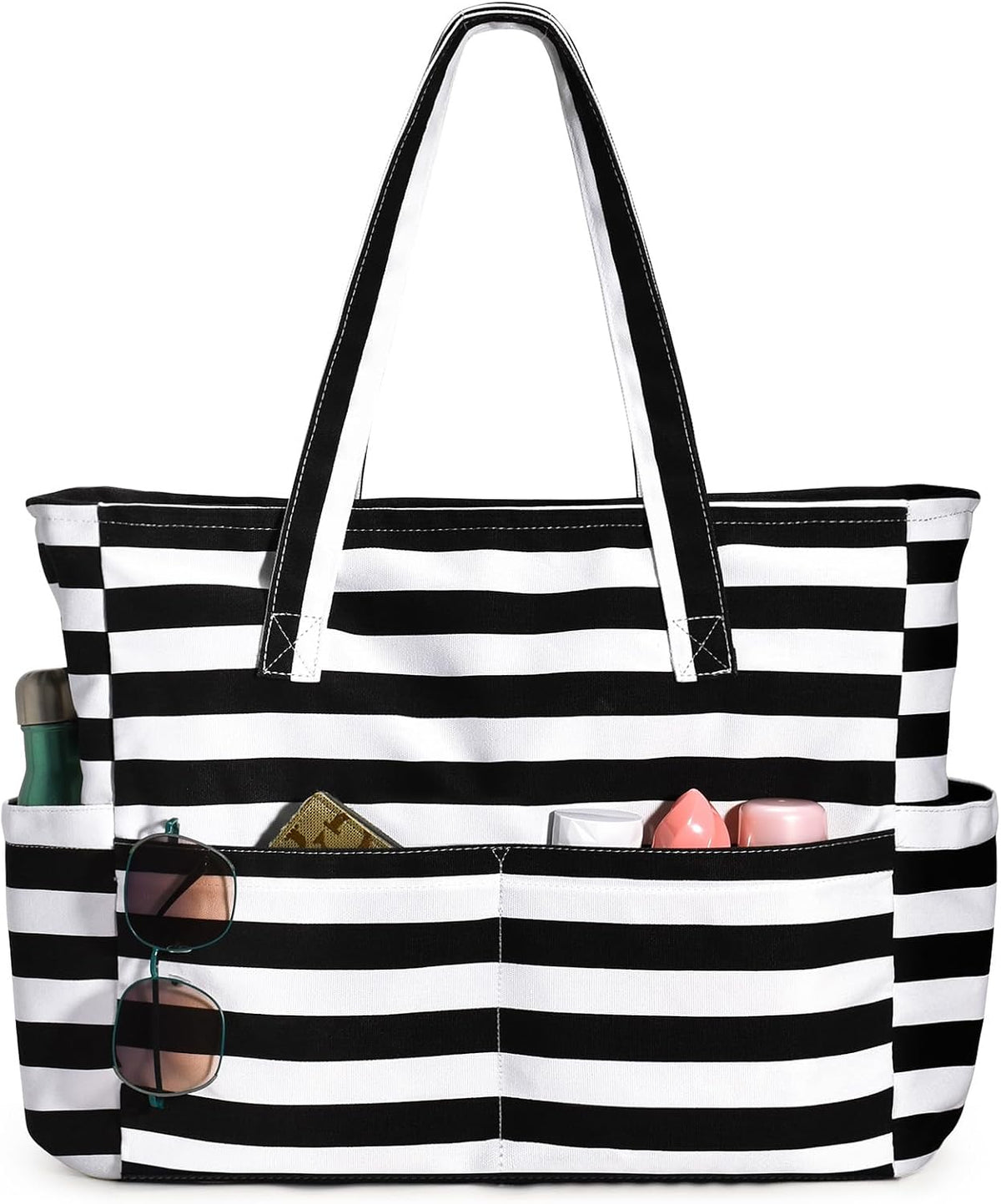Ortekor Large Waterproof Beach Tote Bag with Zipper | Sandproof Design for Travel & Vacation Essentials