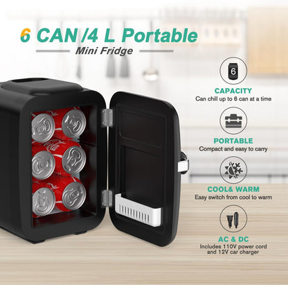 Mini Fridge with Cooling and Warming, Small Refrigerator for Skincare, Portable Mini Fridge for Dorm Room and Car