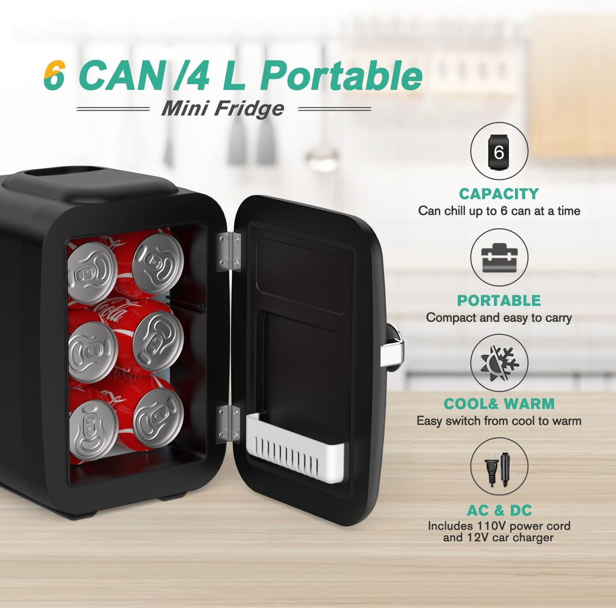Ortekor Refrigerator Mini Fridge with Cooling & Heating | 4L Capacity for Medication, Skincare, Food, & Dorm Use