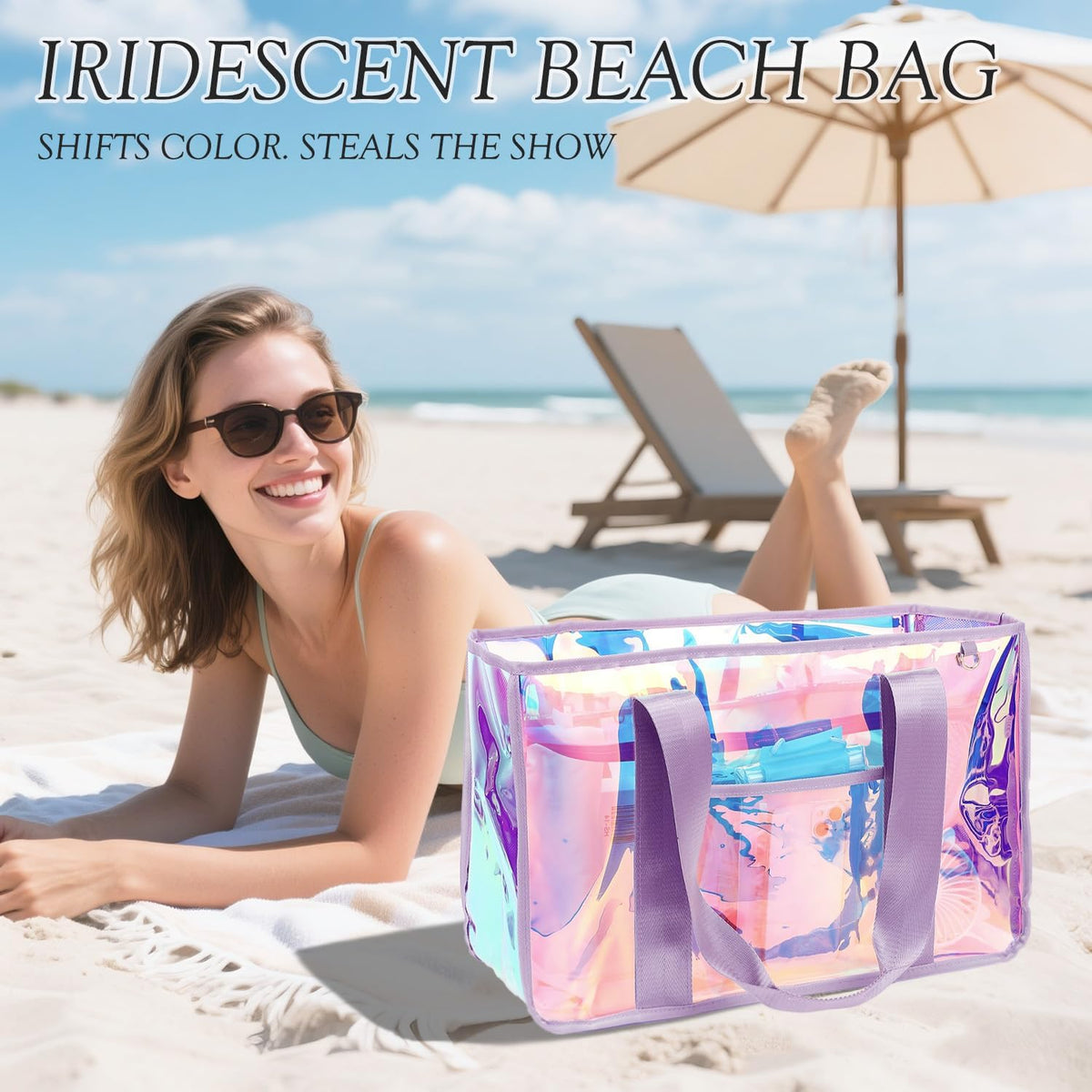 Ortekor Beach Tote Bag | Waterproof Sandproof Jelly Beach Bag with Zipper | Stylish & Spacious for Pool and Cruise Essentials