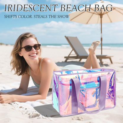 Ortekor Beach Tote Bag | Waterproof Sandproof Jelly Beach Bag with Zipper | Stylish & Spacious for Pool and Cruise Essentials