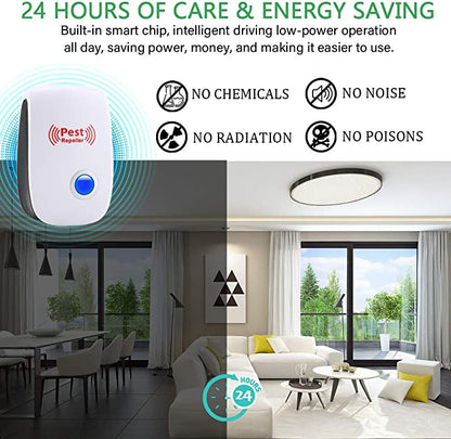 Ultrasonic Pest Repeller for Rodents and Insects – Silent Electronic Device for Home Use – Safe Around Kids and Pets – Covers 800 sq ft